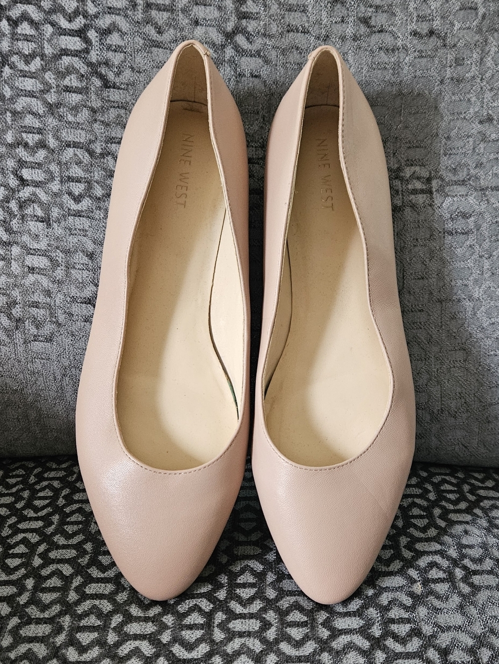 Nine West Women's Blush Pink Pointed-Toe Leather Flats, EC, Sz 9.5